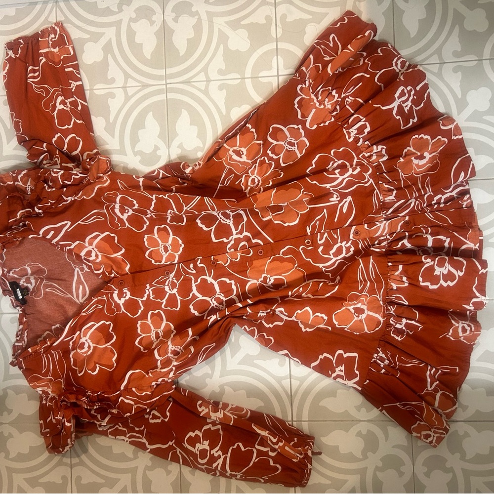 Floral Rust Orange Dress